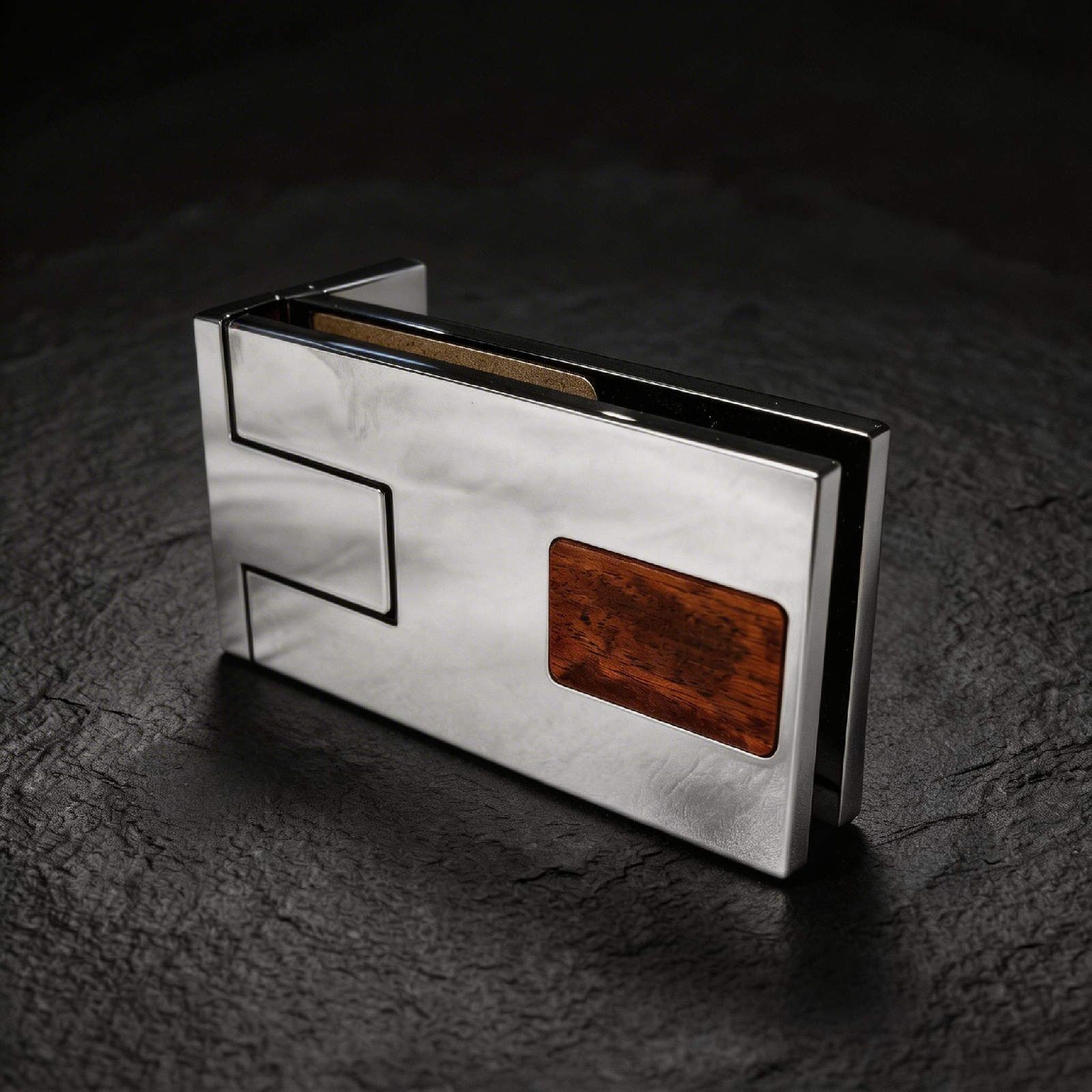 Natural Wood Inlay Glass Hinge