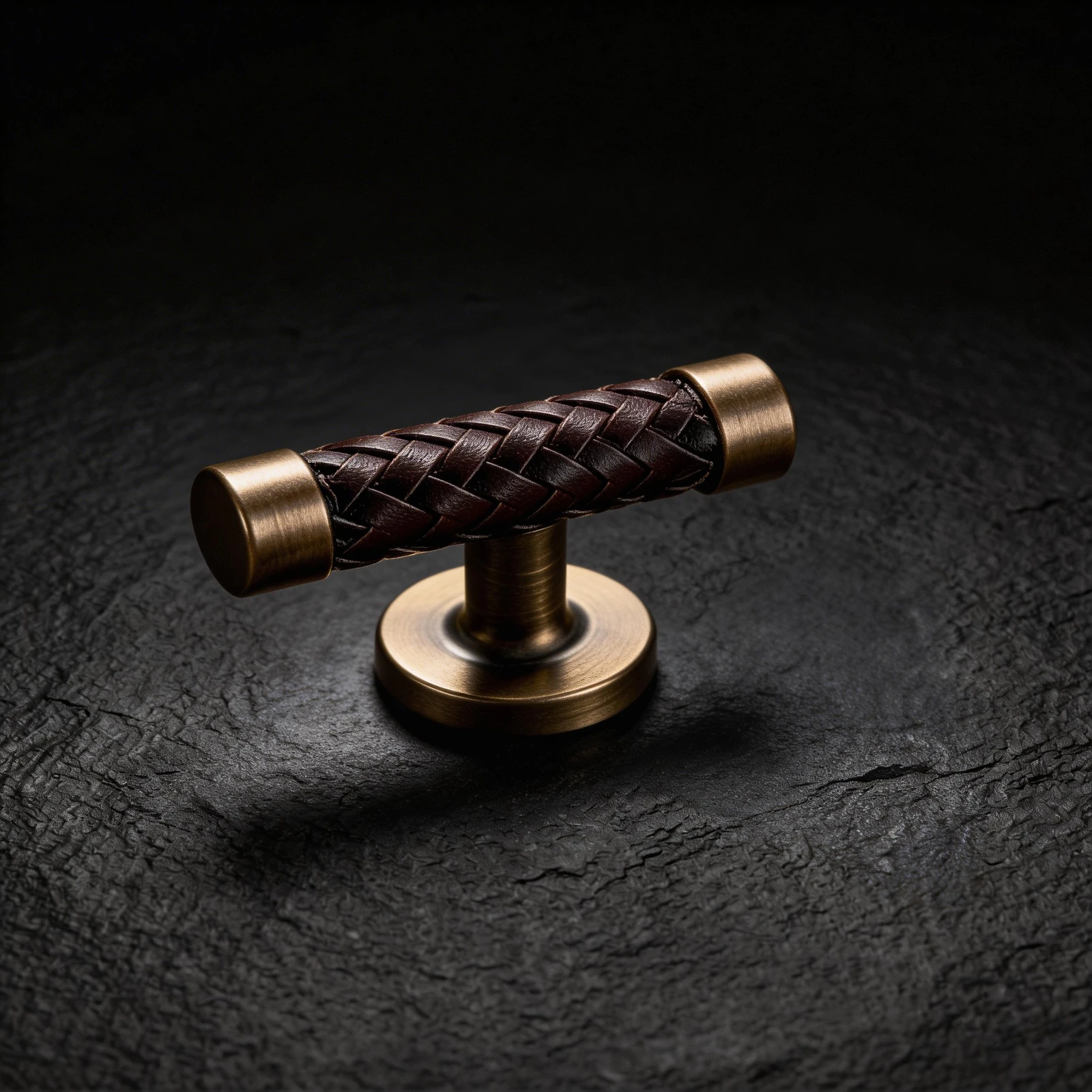 Artisan Woven Leather Brass T-Bar