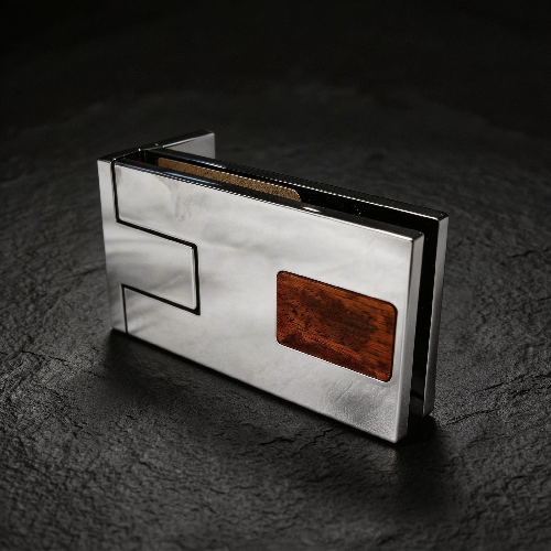 Natural Wood Inlay Glass Hinge