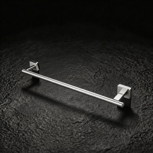 Brass Geometric Base Round Bar Towel Rail