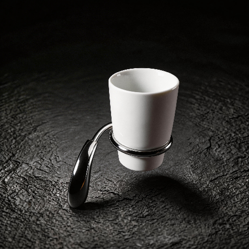 Solid Brass Streamlined Toothbrush Cup Holder